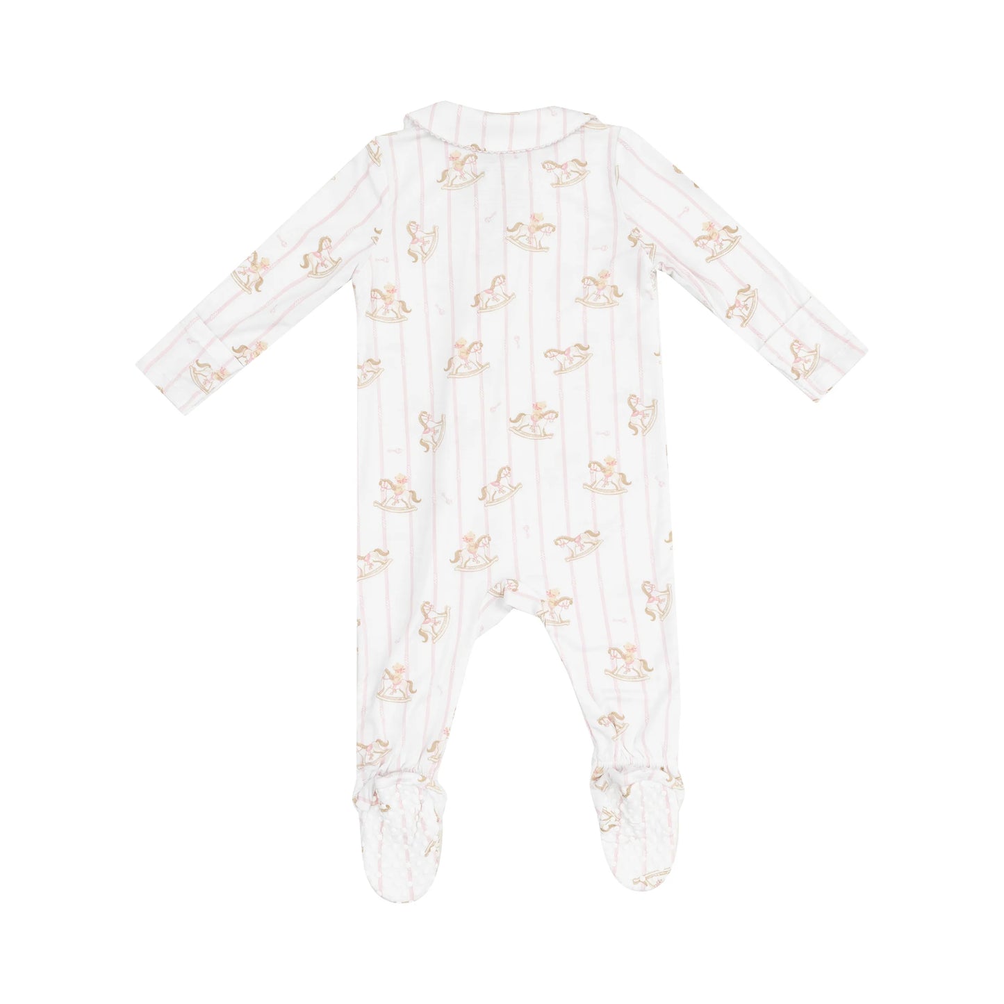 Peter Pan 2 Way Zipper Footie - Vintage Rocking Horse Pink