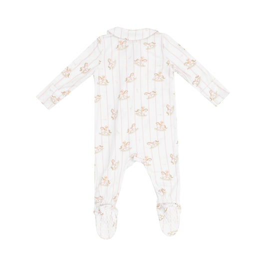 Peter Pan 2 Way Zipper Footie - Vintage Rocking Horse Pink