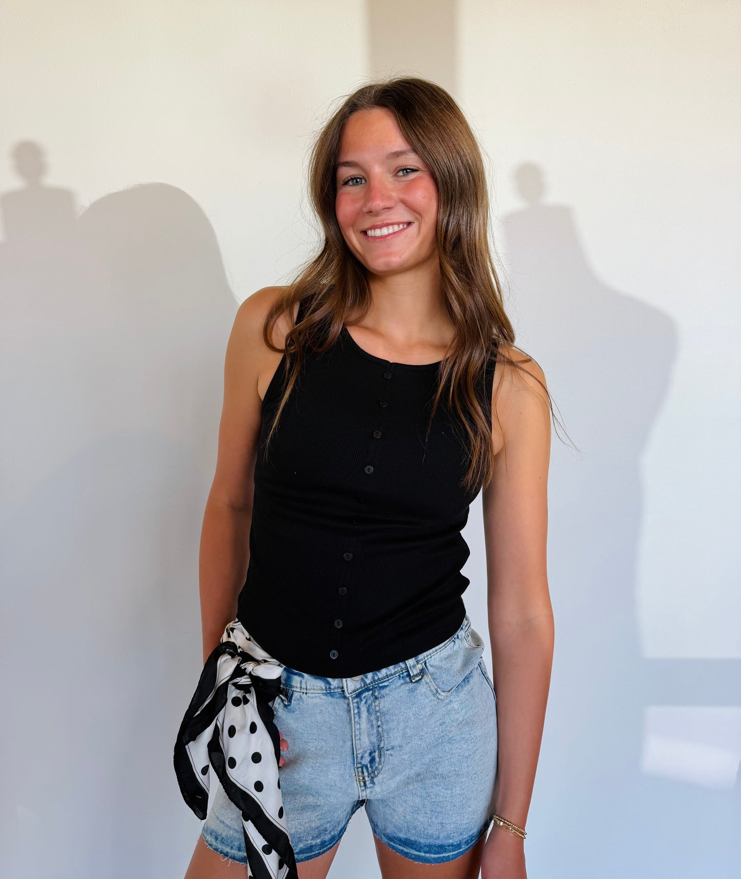 Sweet Button Tank- Black