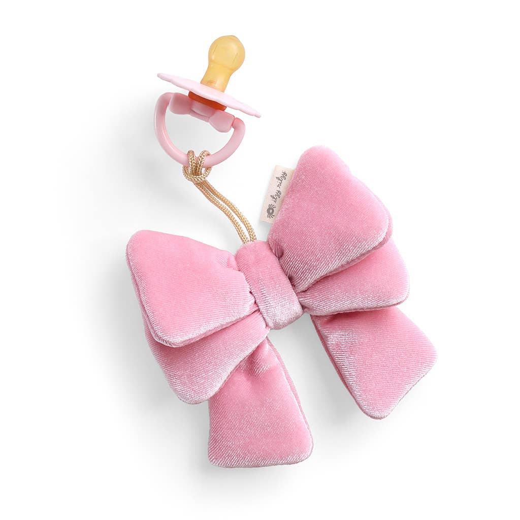 Bitzy Pal Natural Rubber Pacifier & Plush- Pink Bow