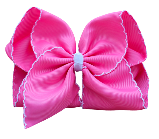 Hot Pink Moon Stitch Hair Bow