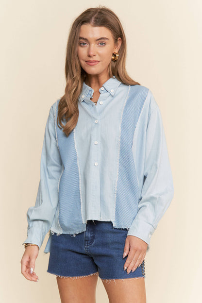 Gentry Patchwork Denim Button Up