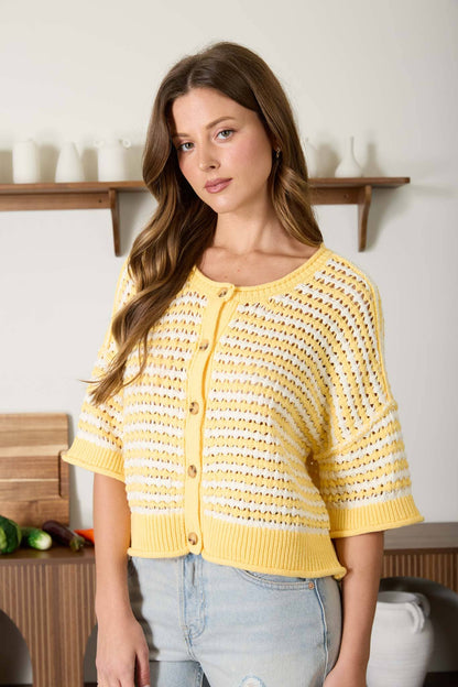 Crochet Knit Cardigan- Sage