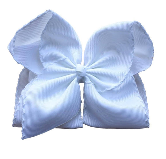 White Moon Stitch Hair Bow