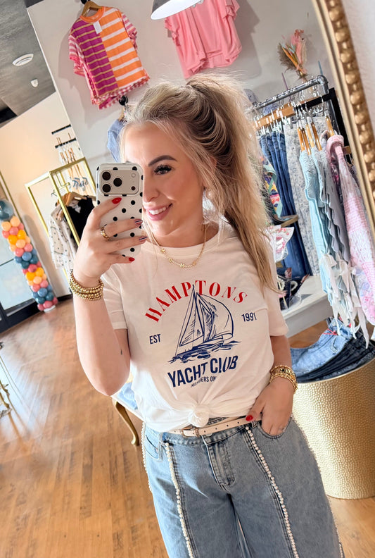 Hamptons Yacht Club Tee- White