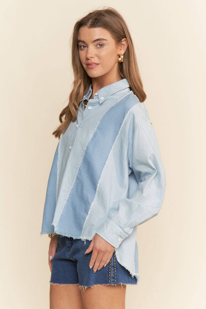 Gentry Patchwork Denim Button Up
