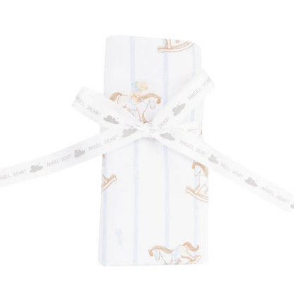 Receiving Blanket- Blue Rocking Horse