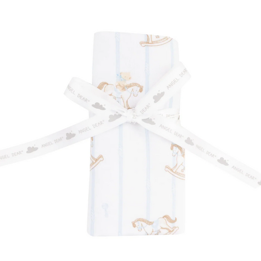 Receiving Blanket- Blue Rocking Horse