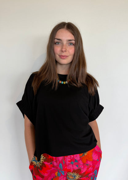 Oversized Cuff Top- Black