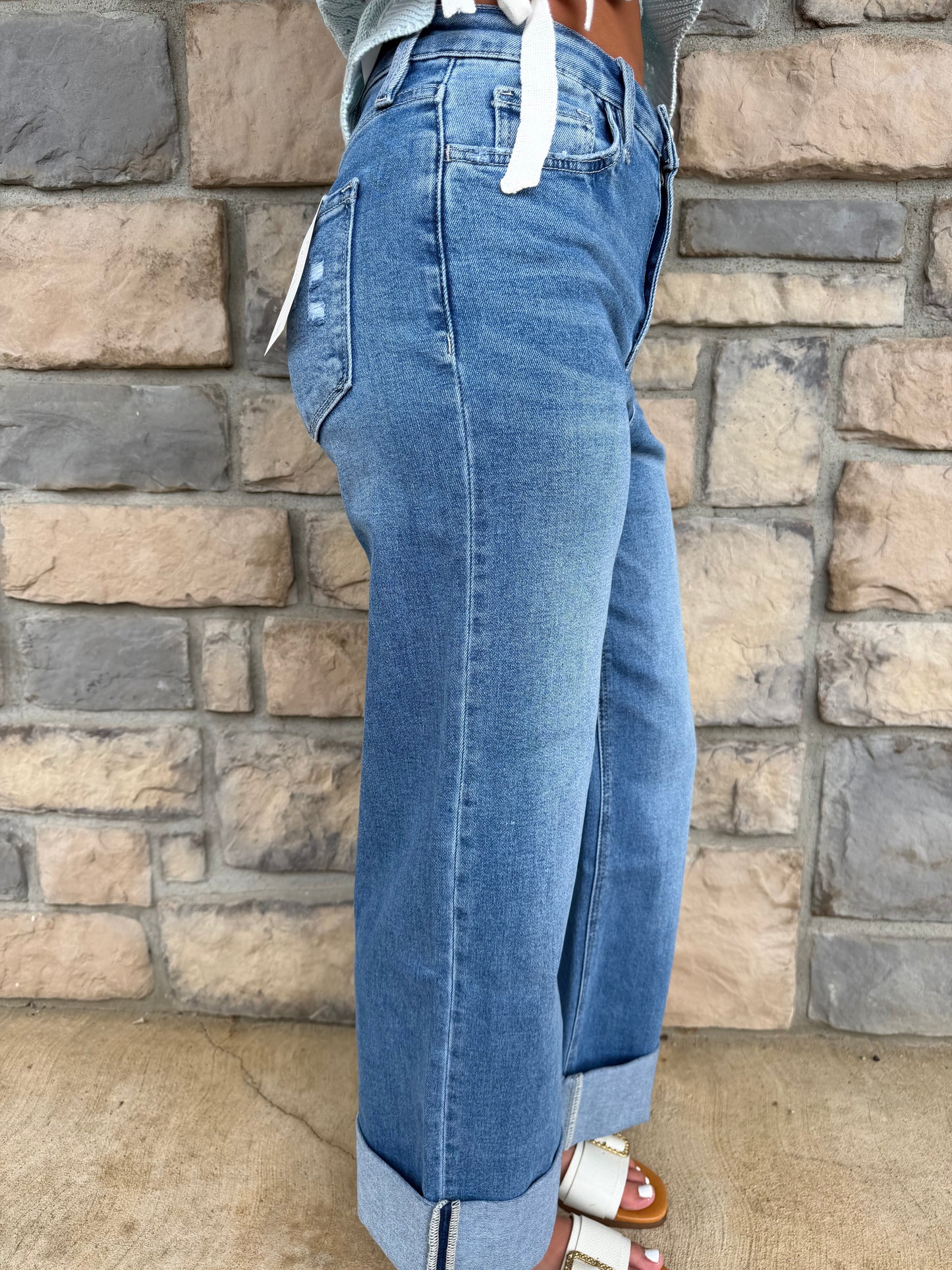 The Skylar Denim from Lovervet Super High-Rise Wide Leg Cuff Denim