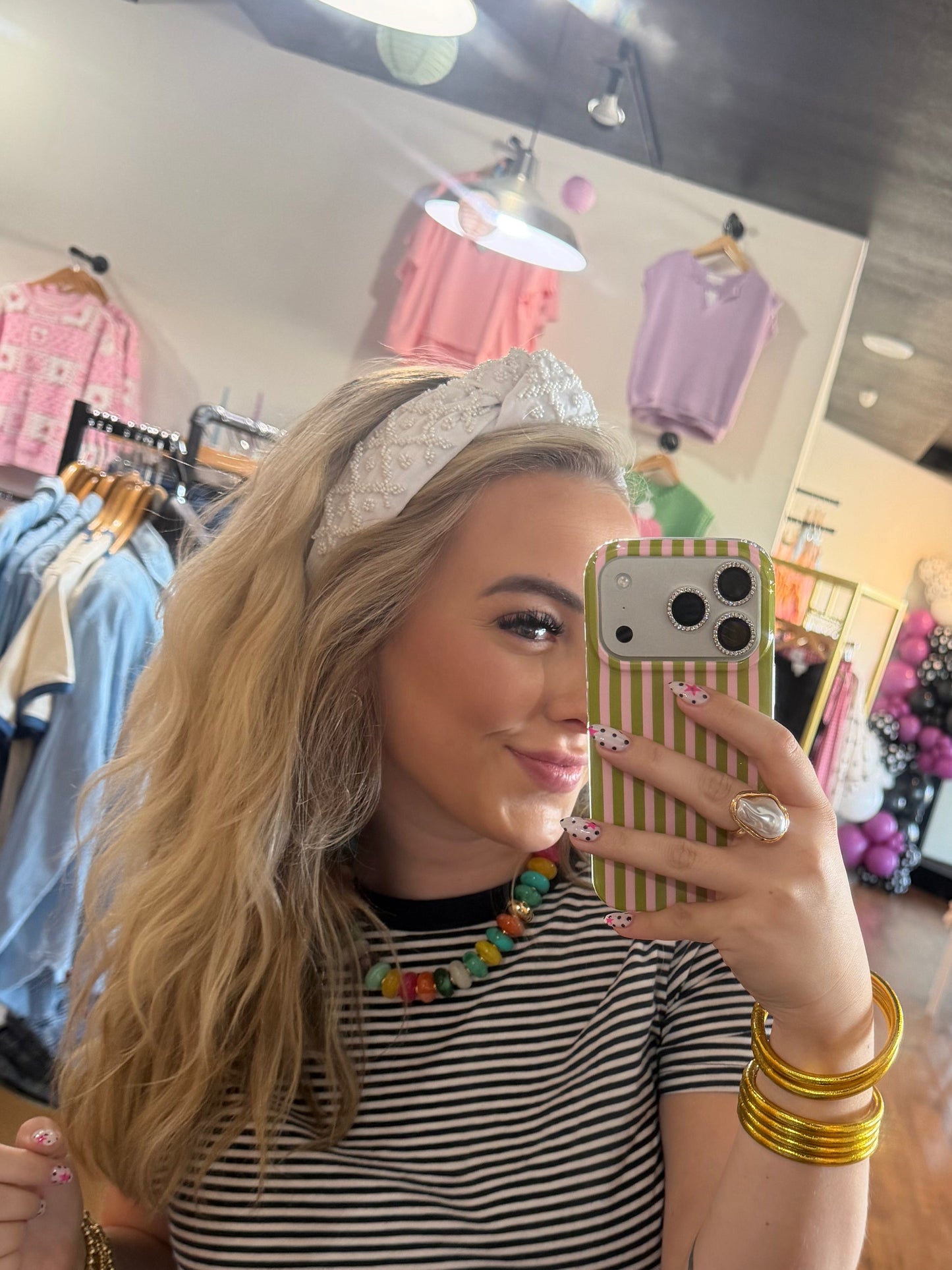 Beaded Headband- White