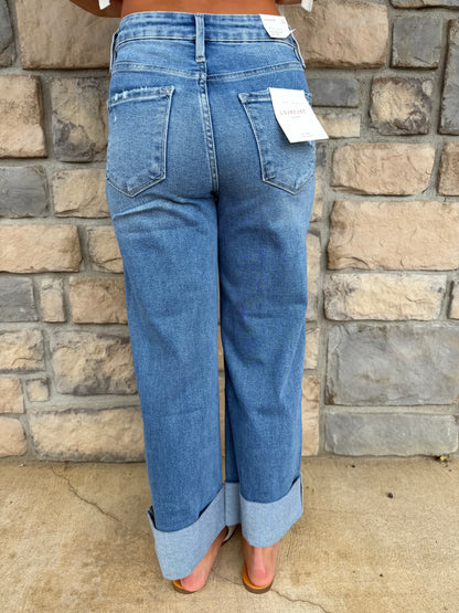 The Skylar Denim from Lovervet Super High-Rise Wide Leg Cuff Denim