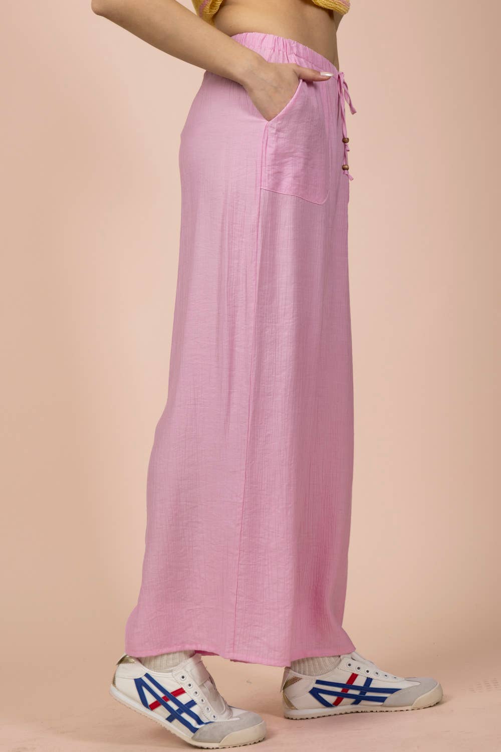 Wide Leg Woven Pants- Pink