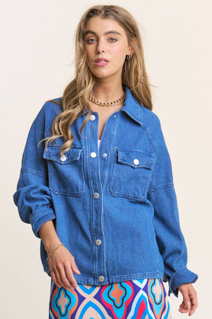 Oversized Snap Button Denim Jacket