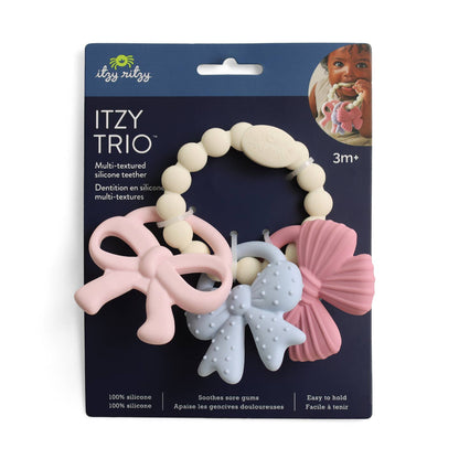 Itzy Trio™ 100% Silicone Multi-Textured Teether- Bows