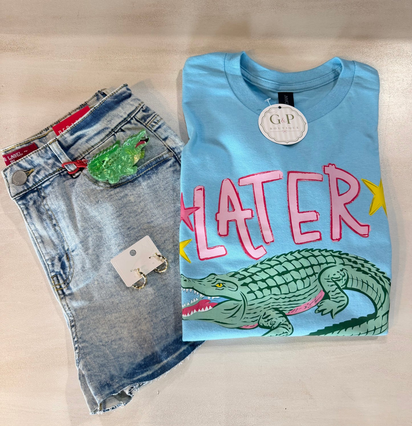 See Ya Later Alligator Graphic Tee- Blue