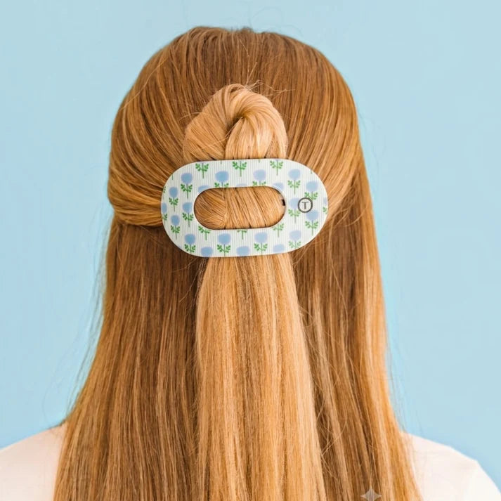 Laura Park x Teleties Blue Marigold Medium Flat Round Hair Clip