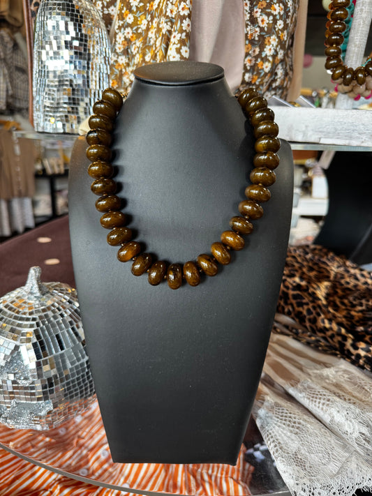 Dark Brown Beaded Necklace