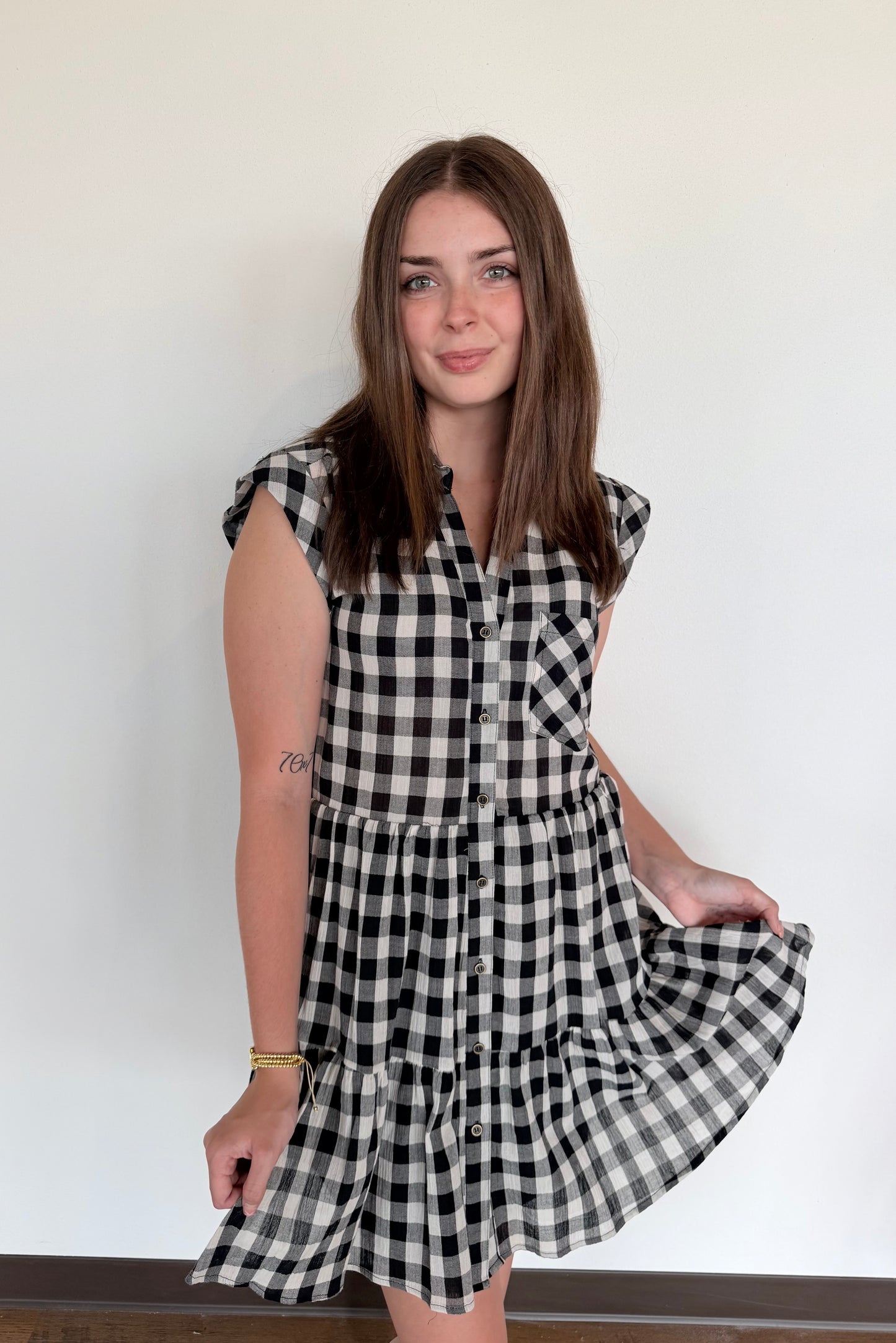 Gingham Girl Dress- Black & White