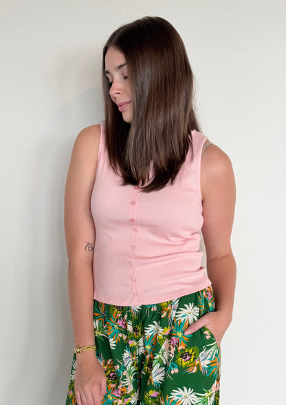 Tropical Floral Wide Leg Pants- Green