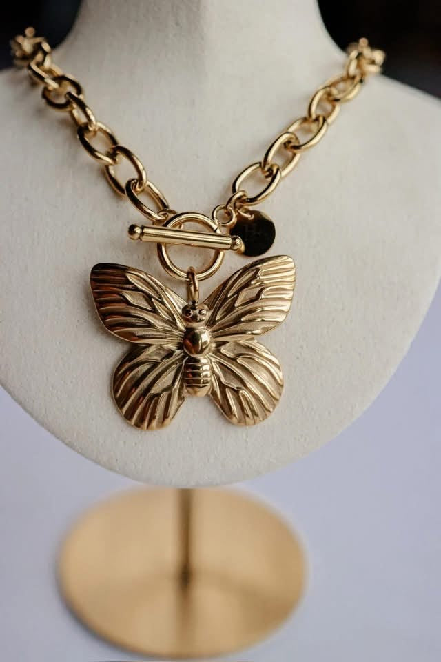 Butterfly Chain Necklace - Gold