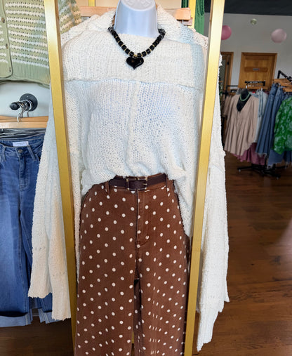 Ivory Cowl Neck Knitted Sweater