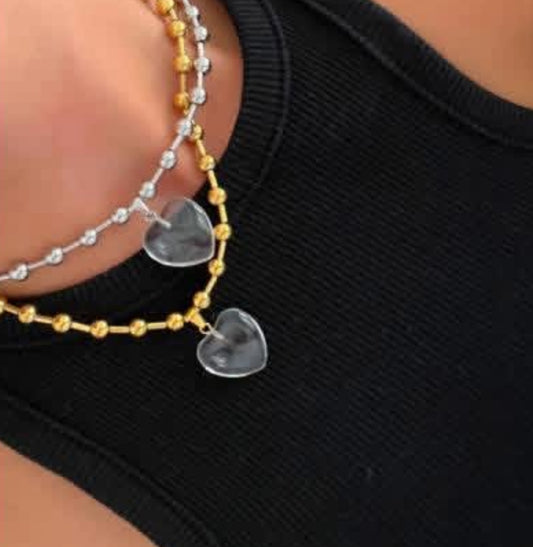 Bubble Heart Necklace- Gold