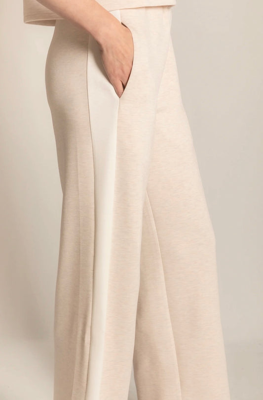 Striped Leg Scuba Pants - Oatmeal