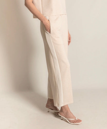 Striped Leg Scuba Pants - Oatmeal