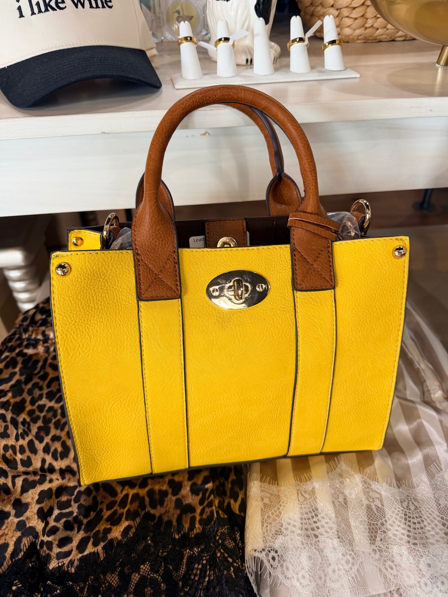 Leather Snap Handbag