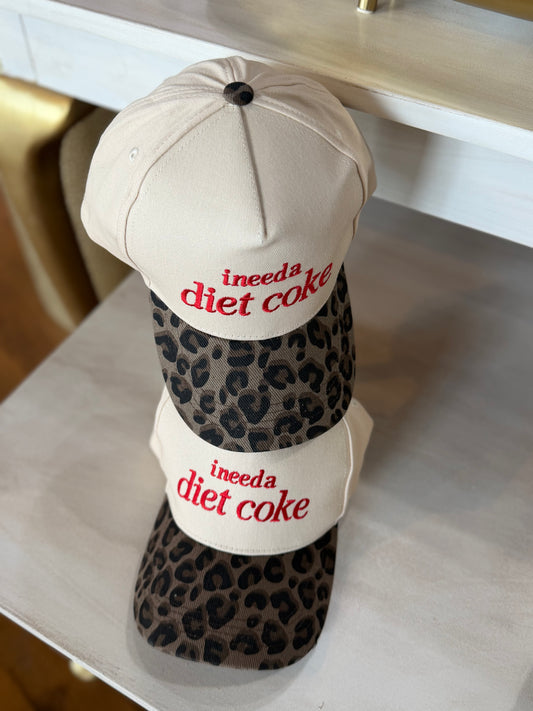 i need a diet coke hat- leopard