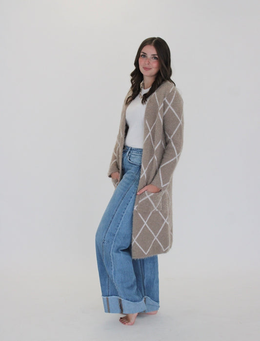 Criss Cross Sweater Cardigan - Taupe