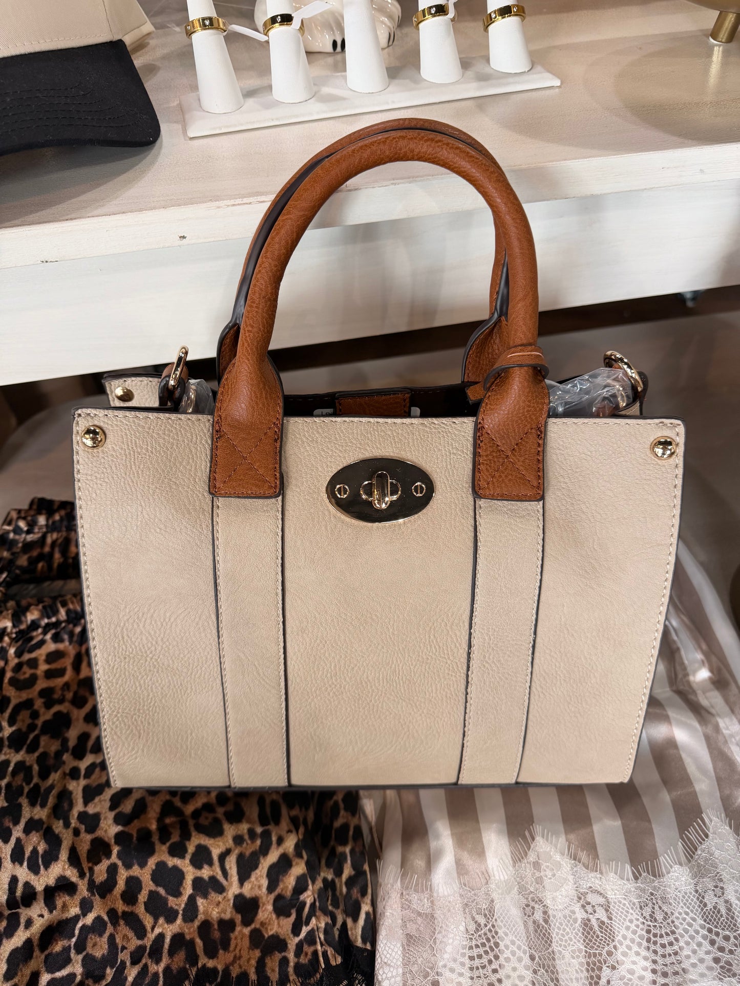 Leather Snap Handbag
