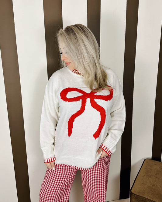Sweet Bow Sweater- Red