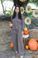 Long Sleeve Striped Set- Brown/Ivory
