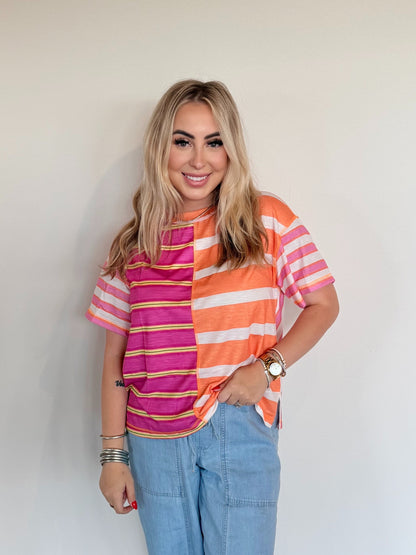 Orange And Pink Boxed Top