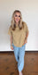 Round Neck Curved Hem Tee- Latte