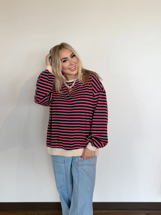 Color Contrast Top- Pink & Navy