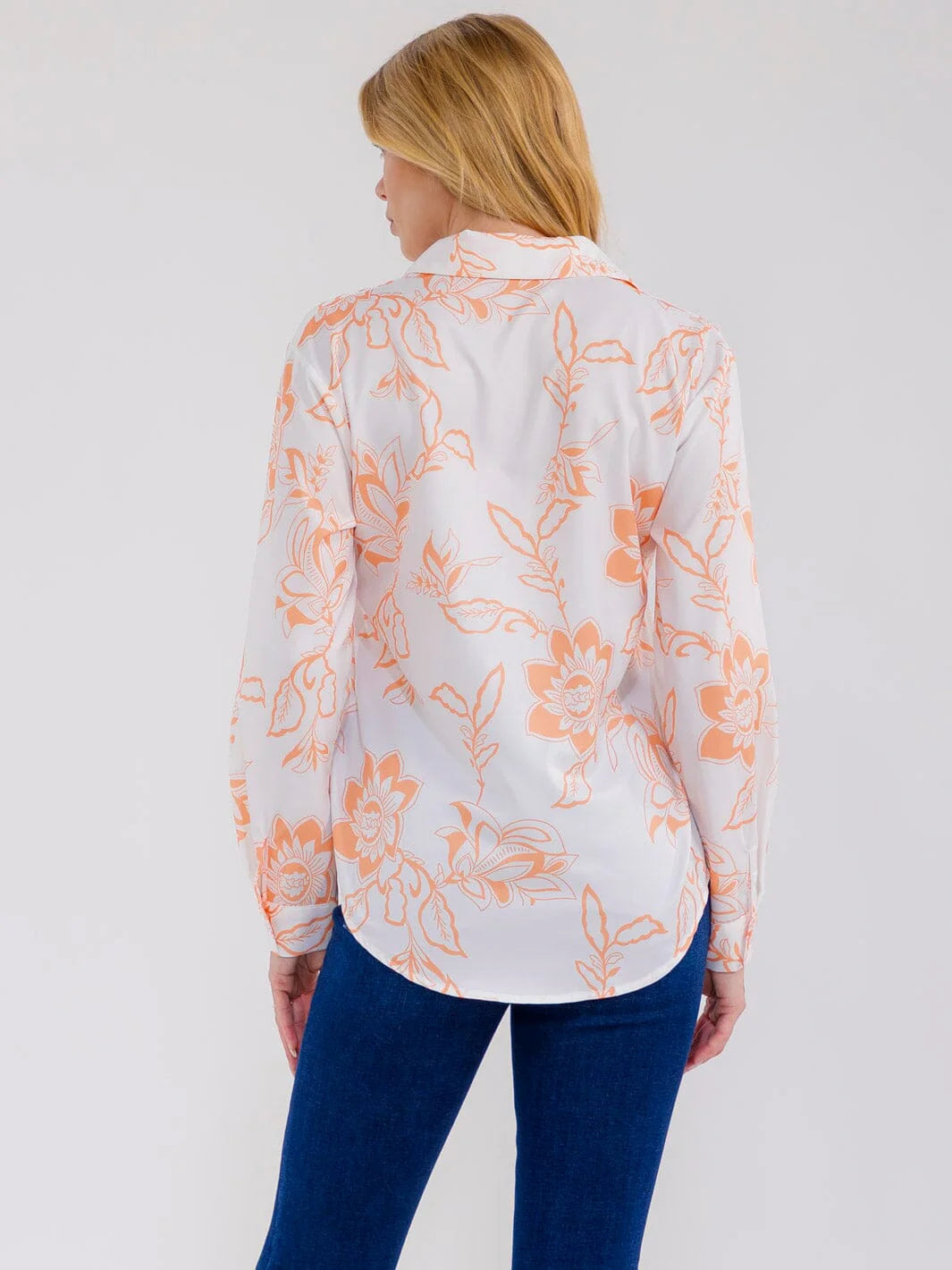 On The Horizon Floral Blouse- White & Orange