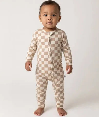 Tan Checkered Bamboo Zippy