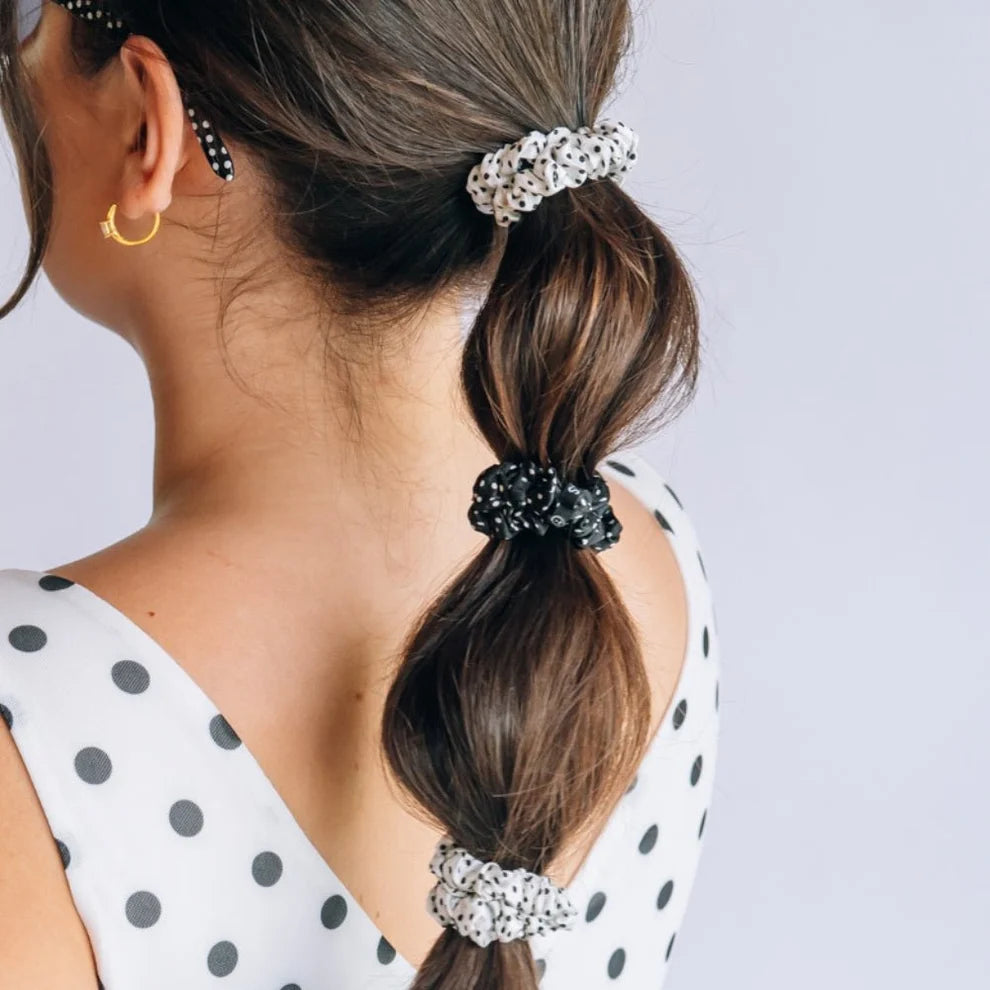 Polka Dot Party Small Silk Scrunchies - Small