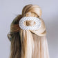 White Polka Dot Party Medium Flat Round Hair Clip - Medium