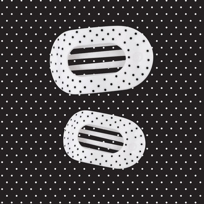 White Polka Dot Party Medium Flat Round Hair Clip - Medium
