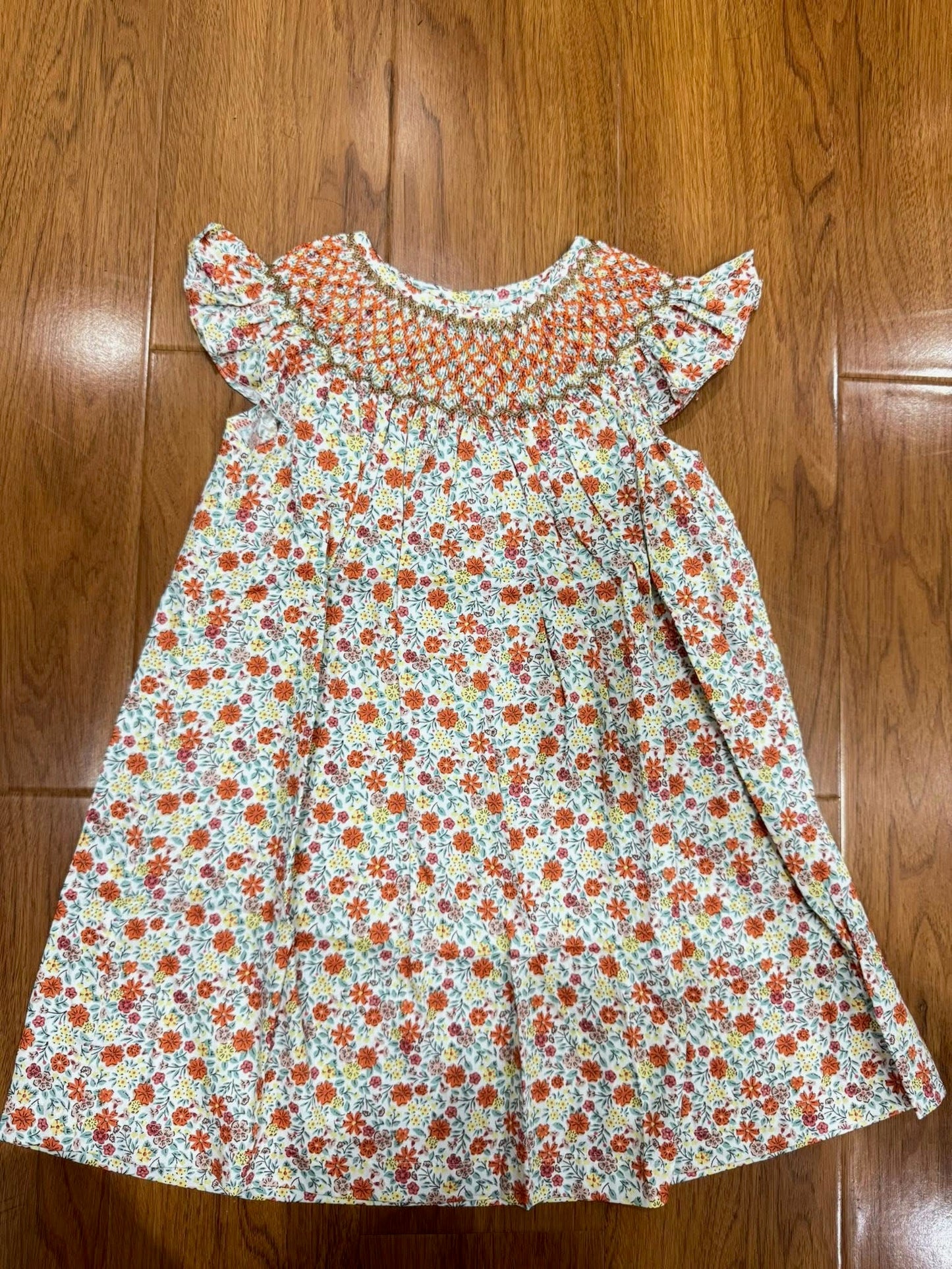 Hand Smocked Fall Floral Dress