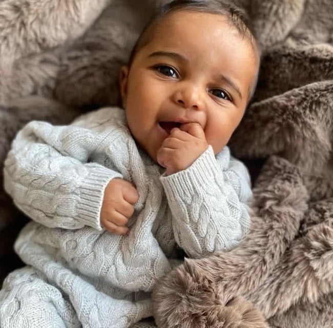 Gray Cable Knit Sweater Romper