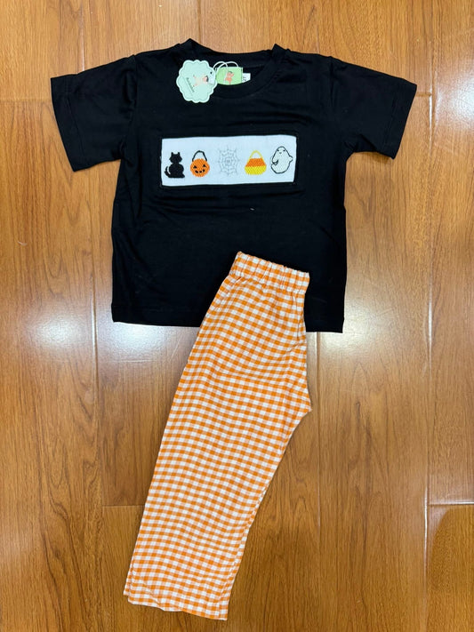 Hand Smocked Trick or Treat Two Piece Set