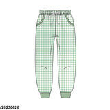 Green Knit Gingham Joggers