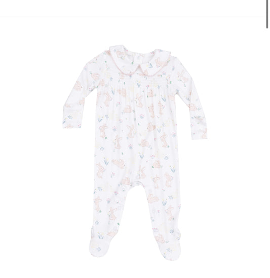 Smocked Peter Pan Footie - Bunny and Duck