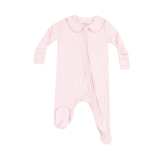Peter Pan Two Way Zipper Footie - Classic Solid Pink
