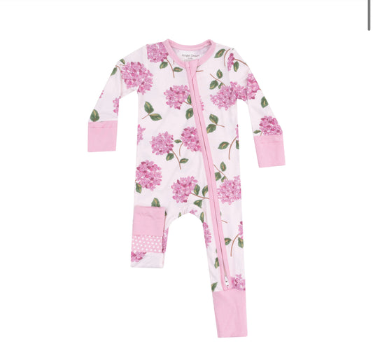 2 Way Zipper Romper - Hydrangeas